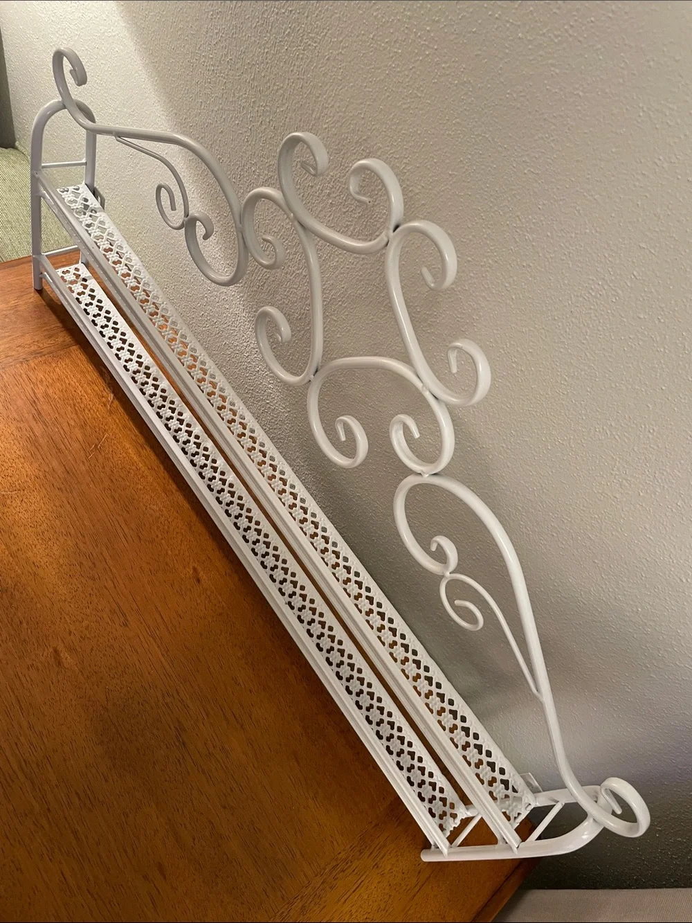 Metal White Wall Shelf for Nail Polish Essential Oils Spools of Thread Organizer